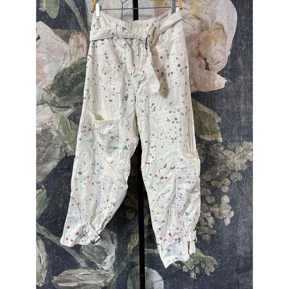 Free People Cream Embroidered Relaxed Waist Joggers - Picture 2 of 4